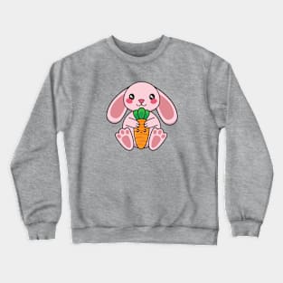 Cute Pink Easter Bunny With Carrot Crewneck Sweatshirt